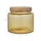 Hello Honey® Yellow & Whitewash Hammered Glass Jar with Mango Wood Lid